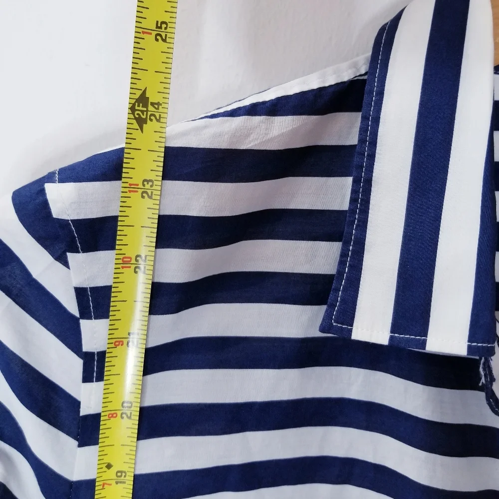 J.Crew Ivory and Navy Stripe Long Sleeve Buttondown Boy Shirt Sz 4